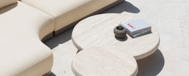 Boxhill's outdoor stone cream coffee table