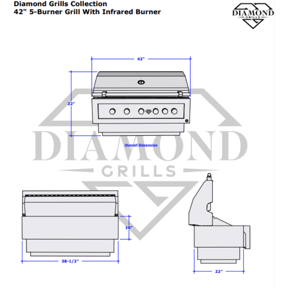 42″ Diamond Outdoor 5-Burner Grill Specs