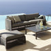 Boxhill's Diamond 3-Seater Weave Sofa lifestyle image with Diamond Footstool ,side table and square table beside the pool