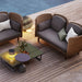 Boxhill's Arch Outdoor Side Pillow Cushion lifestyle image on Arch 2 Seater Sofa beside the pool