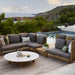 Boxhill's Arch Outdoor 3-Seater Module Sofa with Low Arm/Back and back cushion lifestyle image beside the pool