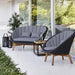   Boxhill's Peacock dark grey outdoor lounge chair with dark grey outdoor 2-seater sofa and square teak coffee table