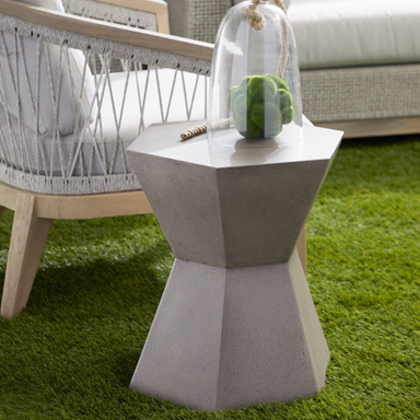 Boxhill's Bento Slate Gray Concrete Outdoor Accent Table lifestyle image