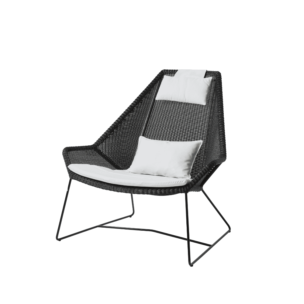 Boxhill's Breeze Highback Outdoor Chair Black with White Cushion