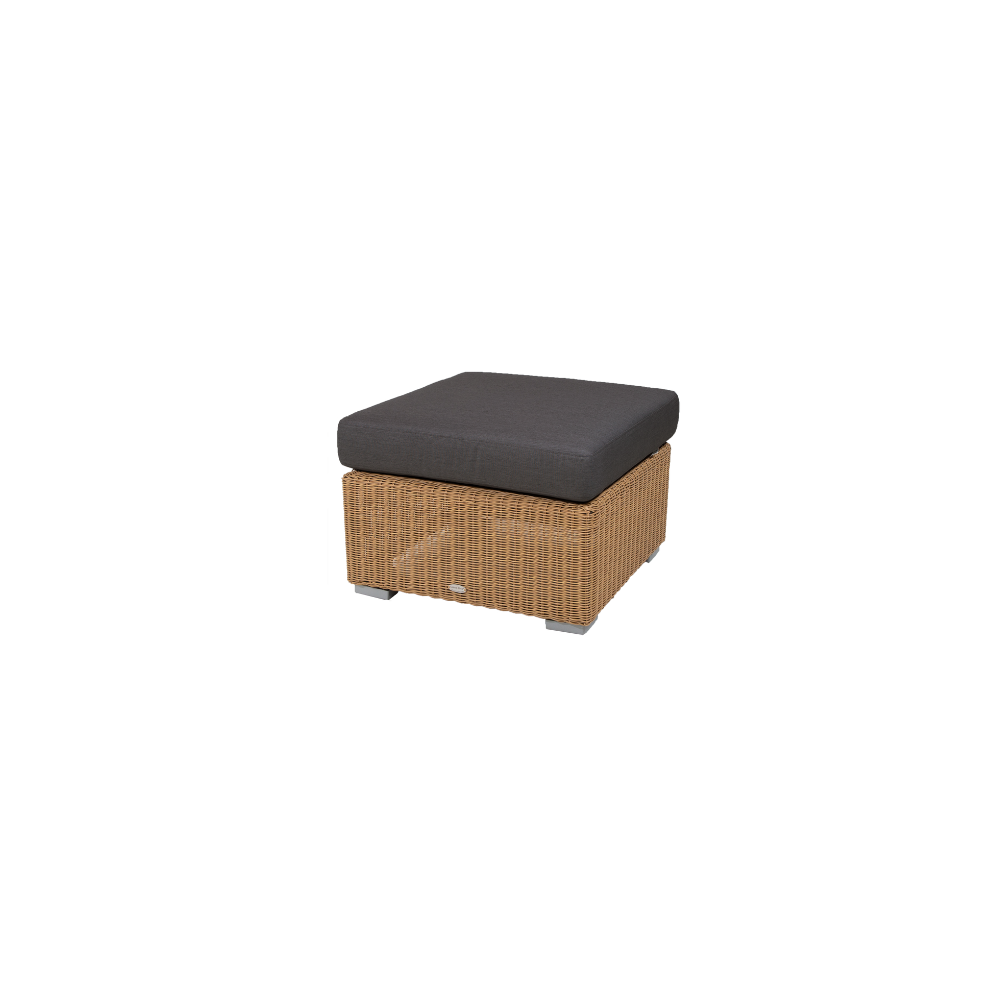Boxhill's Chester Footstool, Weave Coffee Table Natural with Black Cushion