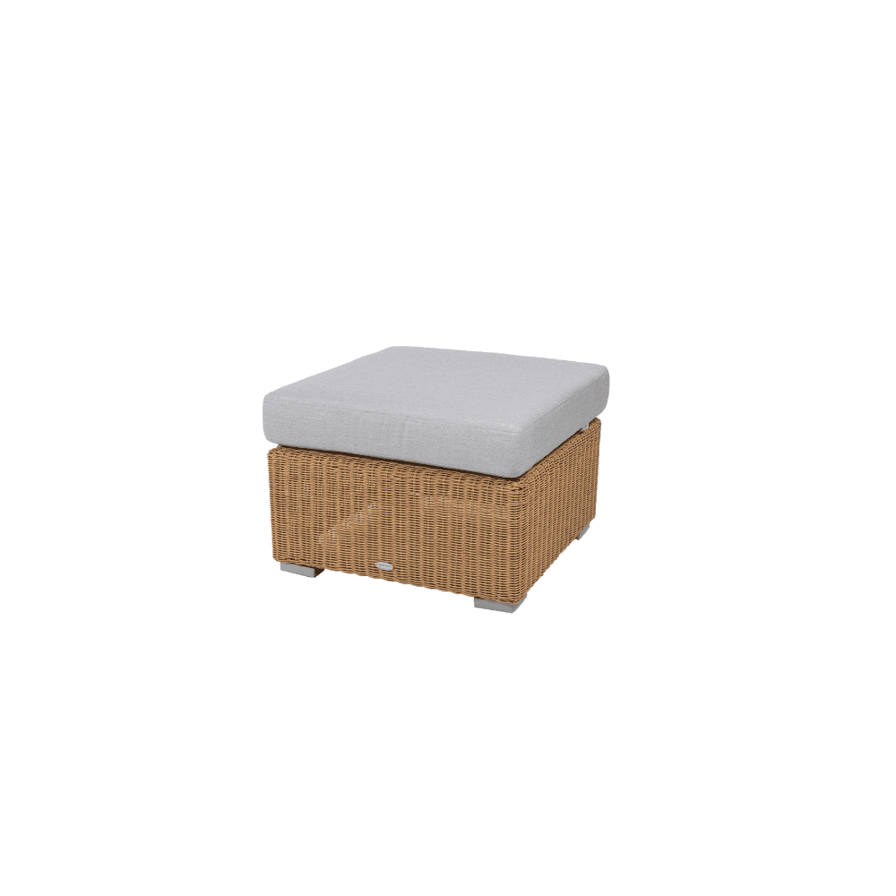Boxhill's Chester Footstool, Weave Coffee Table Natural with Light Grey Cushion