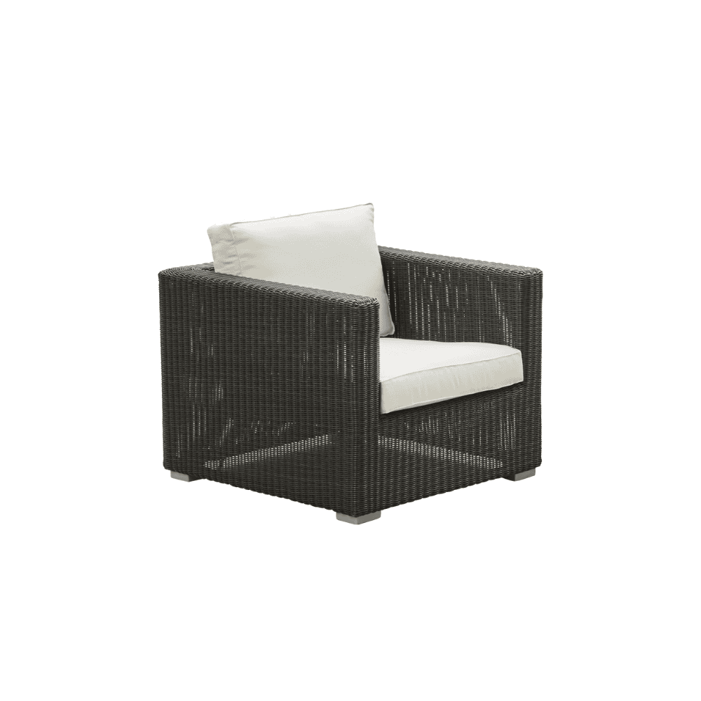 Boxhill's Chester Lounge Weave Coastal Chair Graphite with White Cushion