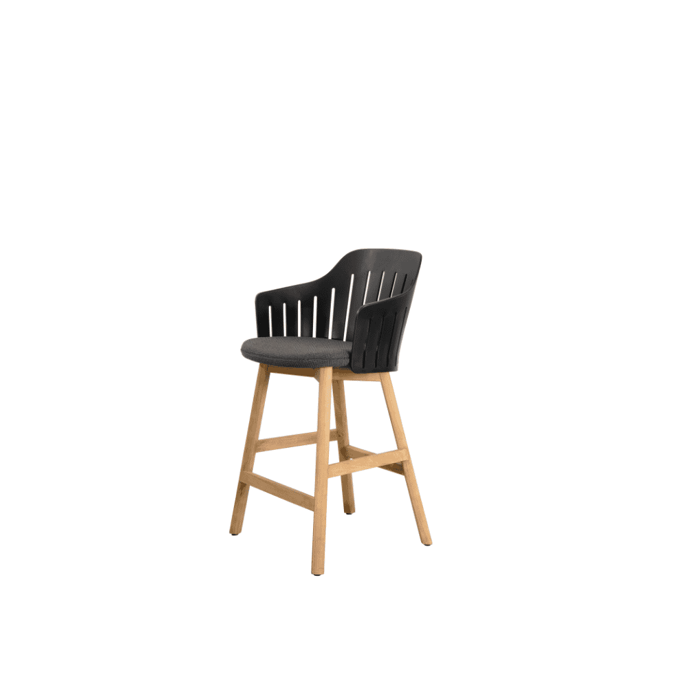 Boxhill's Choice Outdoor Counter Chair Black Seat Shell with Dark Grey Focus Seat Cushion