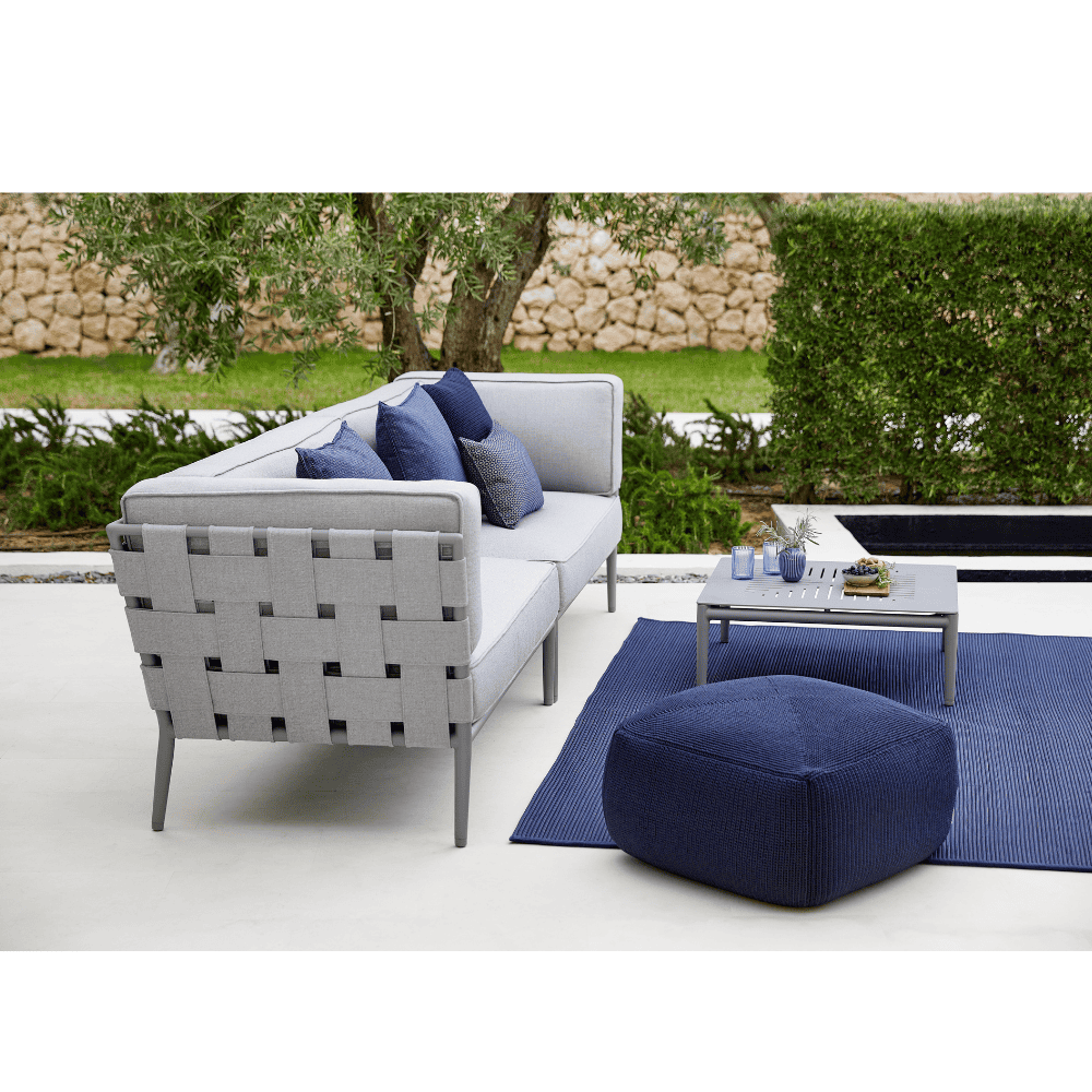 Boxhill's Conic 2-Seater Right Module Sofa Light Grey lifestyle image with Conic Coffee Table  at patio