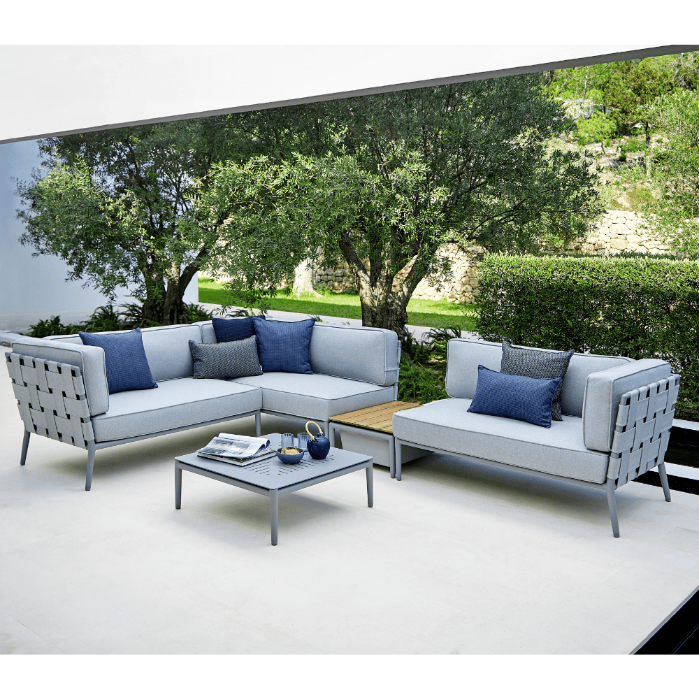 Boxhill's Conic 2-Seater Right Module Sofa Light Grey lifestyle image at patio