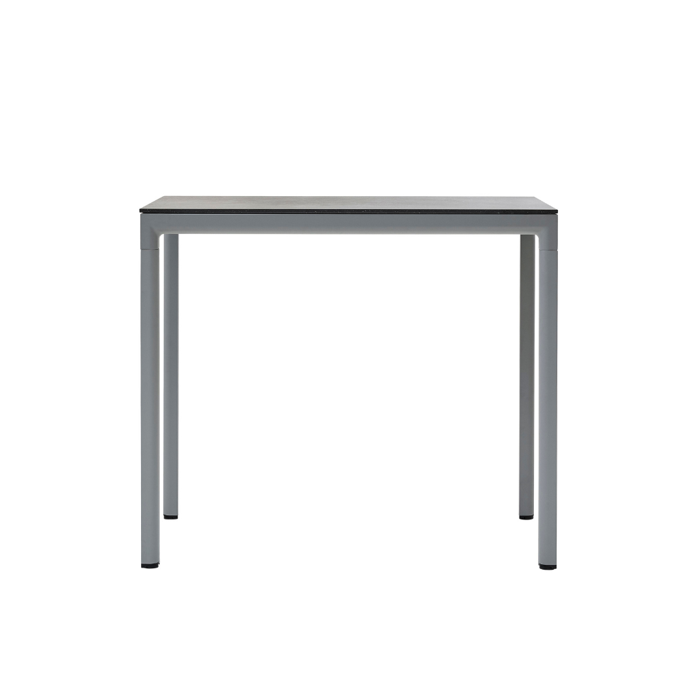 Boxhill's Drop Outdoor Bar Table Light Grey base, Black tabletop front view in white background