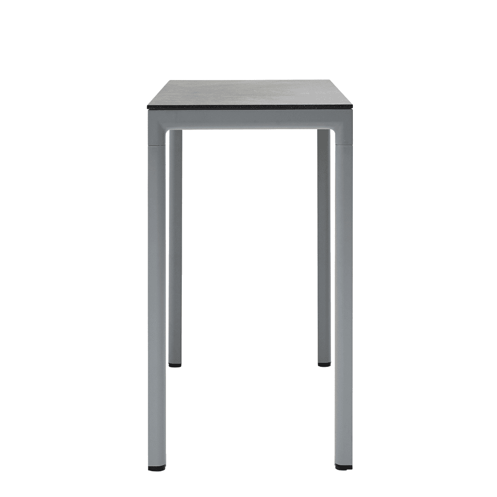 Boxhill's Drop Outdoor Bar Table Light Grey base, Black tabletop side view in white background