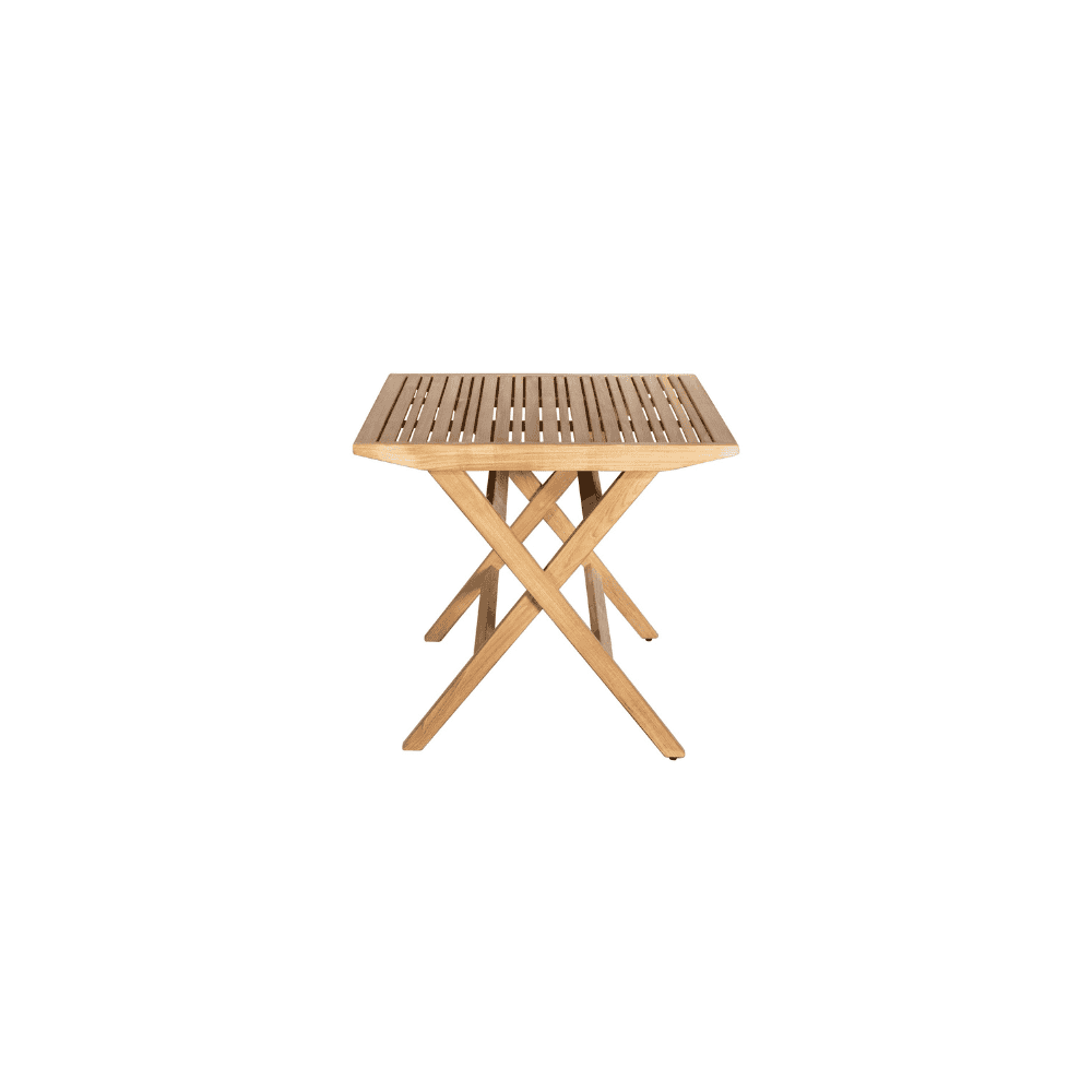 Boxhill's Flip Folding Outdoor Teak Dining Table Small, side view in white background