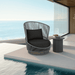 Boxhill's  Palma Outdoor Swivel Club Chair Mocha lifestyle image with Palma Side Table at pool side