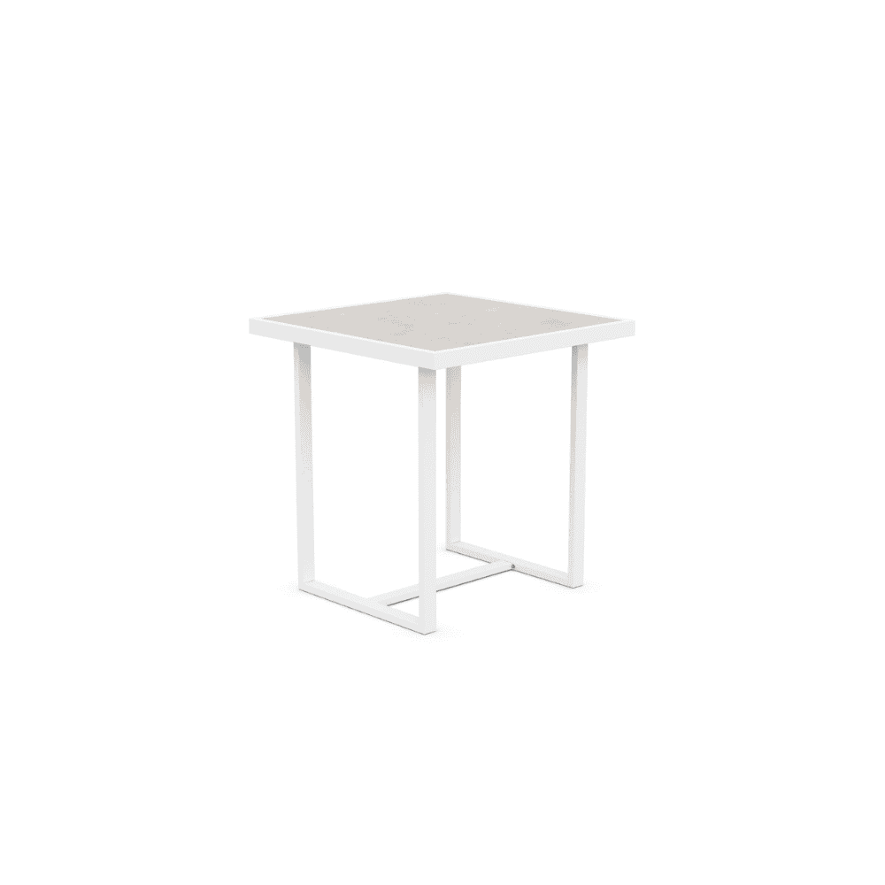 Boxhill's Pavia Outdoor Counter Table White Albarium Dekton front side view in white background
