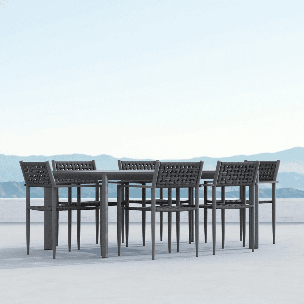 Boxhill's Porto Outdoor Dining Table Charcoal Rectangle with Naples Dining Chair