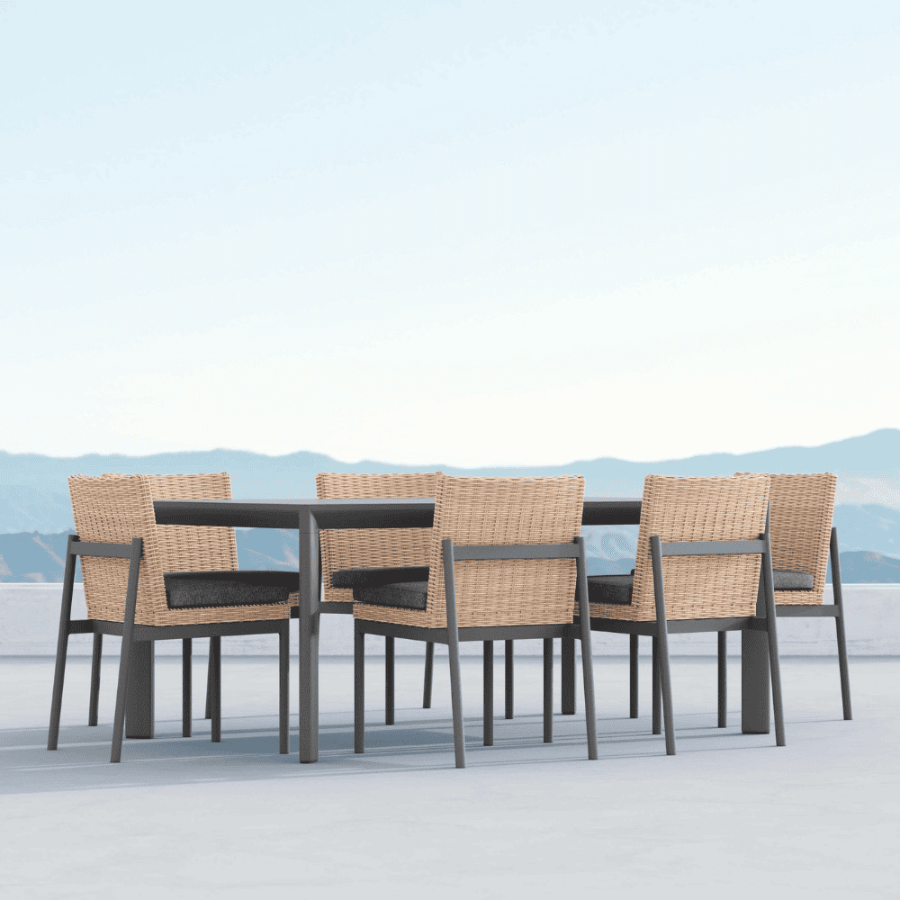 Boxhill's Porto Outdoor Dining Table Charcoal Rectangle with Terra Dining Chair 