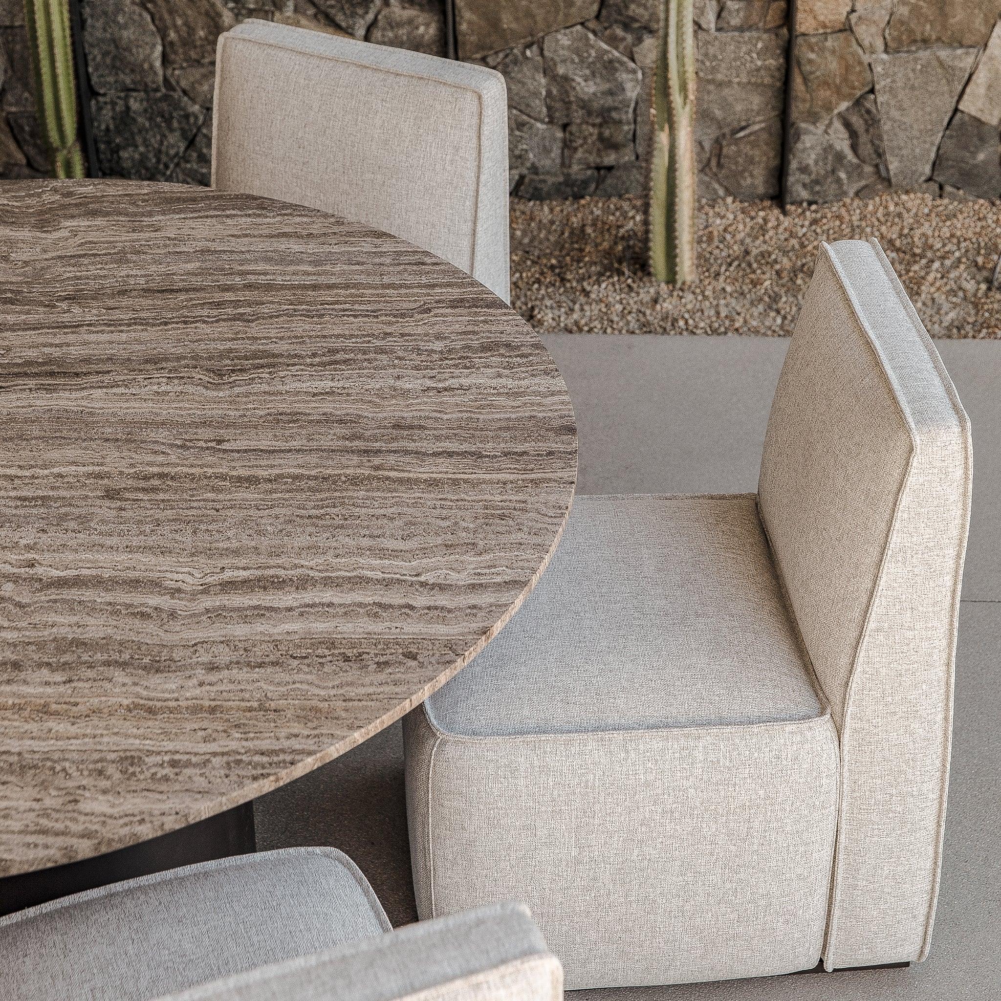 Boxhill's Santorini Outdoor Stone Round Dining Table 60" Lifestyle