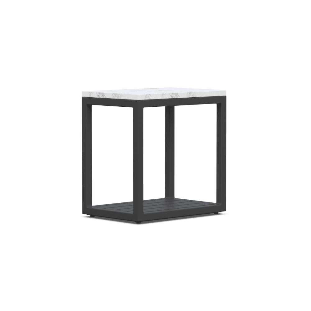 Boxhill's Seaview Outdoor Side Table Charcoal front side view in white background