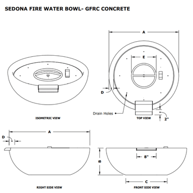 Sedona Concrete Fire & Water Bowl Specs