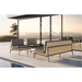 Boxhiil's Terra 3 Seat Outdoor Sofa lifestyle image with Terra Club Chair and Corsica Coffee Table