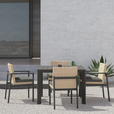 Boxhill's Terra Outdoor Dining Chair lifestyle image with Terra Dining Side Chair and Porto Dining Table