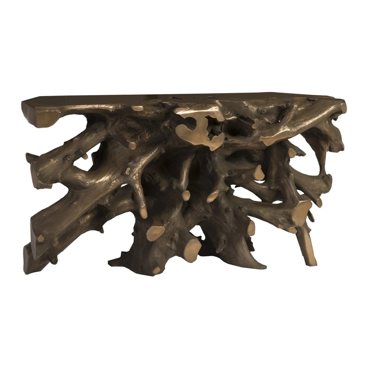 Cast Root Console Table in Bronze