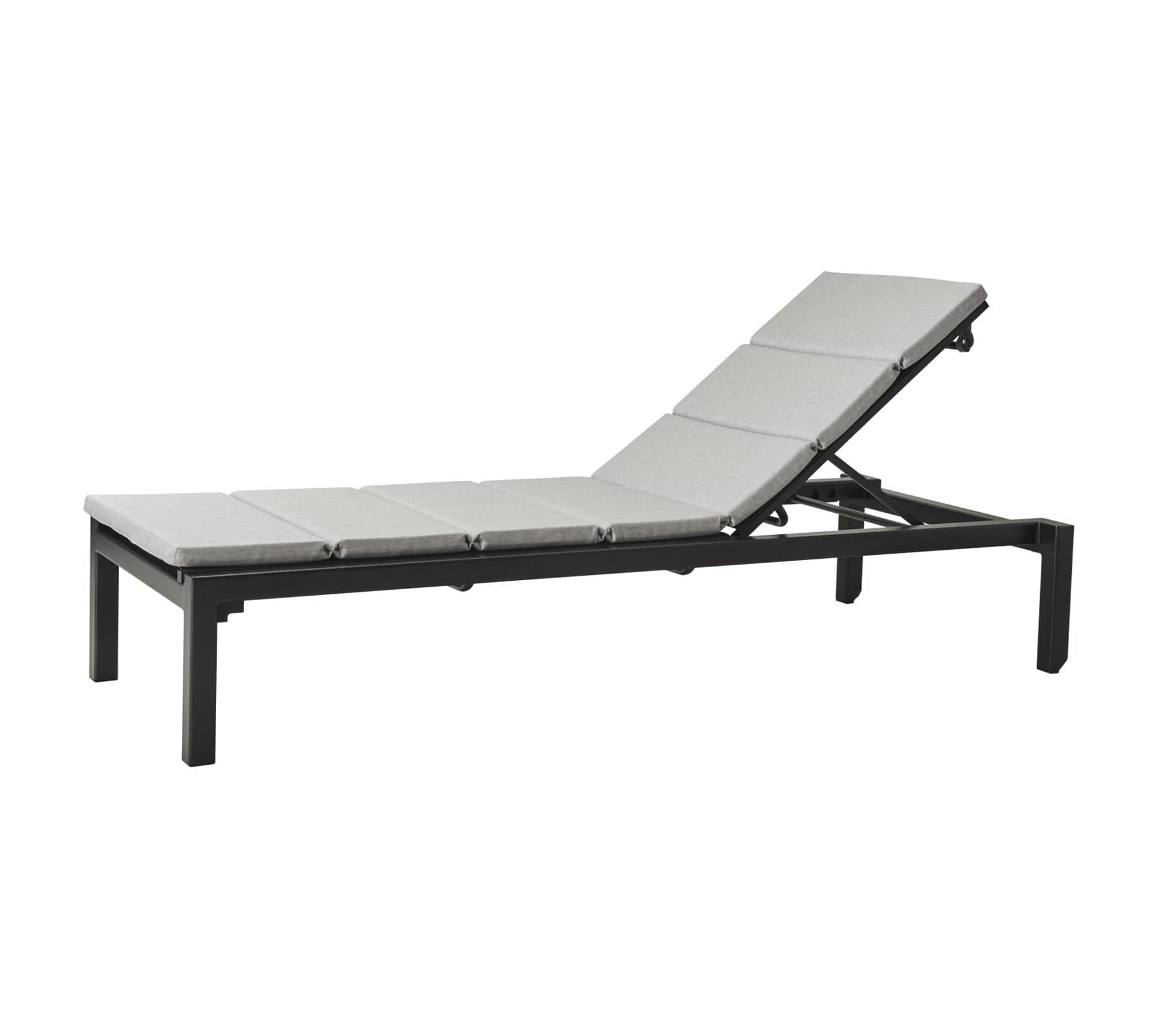 Boxhill's Relax dark grey outdoor chaise lounge with light grey cushion on white background