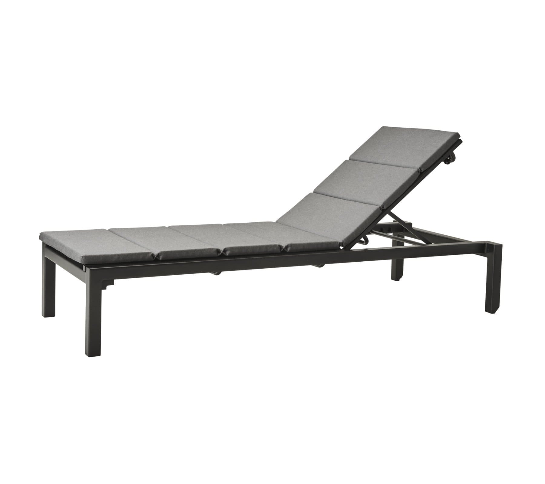 Boxhill's Relax dark grey outdoor chaise lounge with dark grey cushion on white background