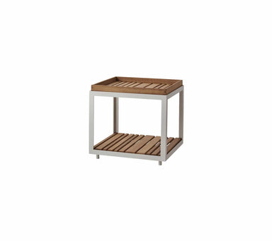 Boxhill's LEVEL Square Coffee Table White with Teak Table Top