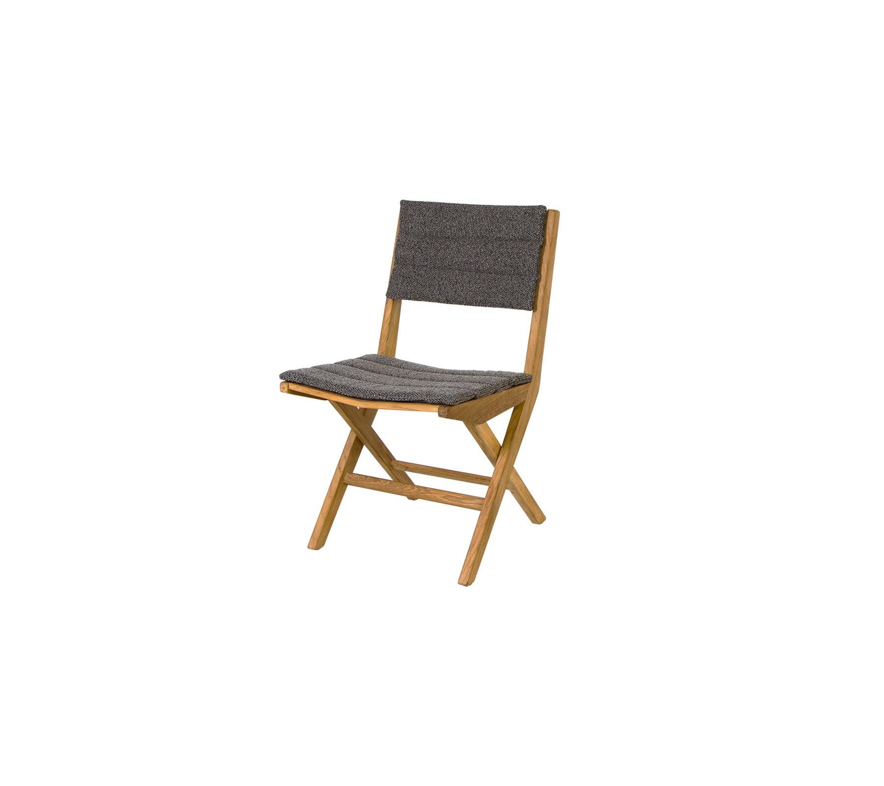 Boxhill's Flip Folding Outdoor Teak Dining chair with Grey Cushion front side view in white background