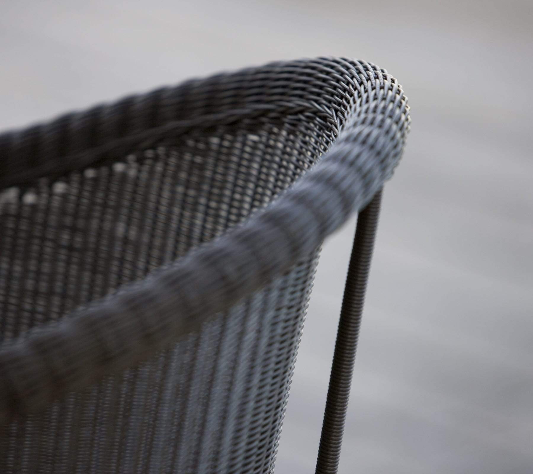  Boxhill's Trinity dark grey outdoor stackable chair close up view