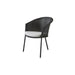  Boxhill's Trinity dark grey outdoor stackable chair with white grey cushion on white background
