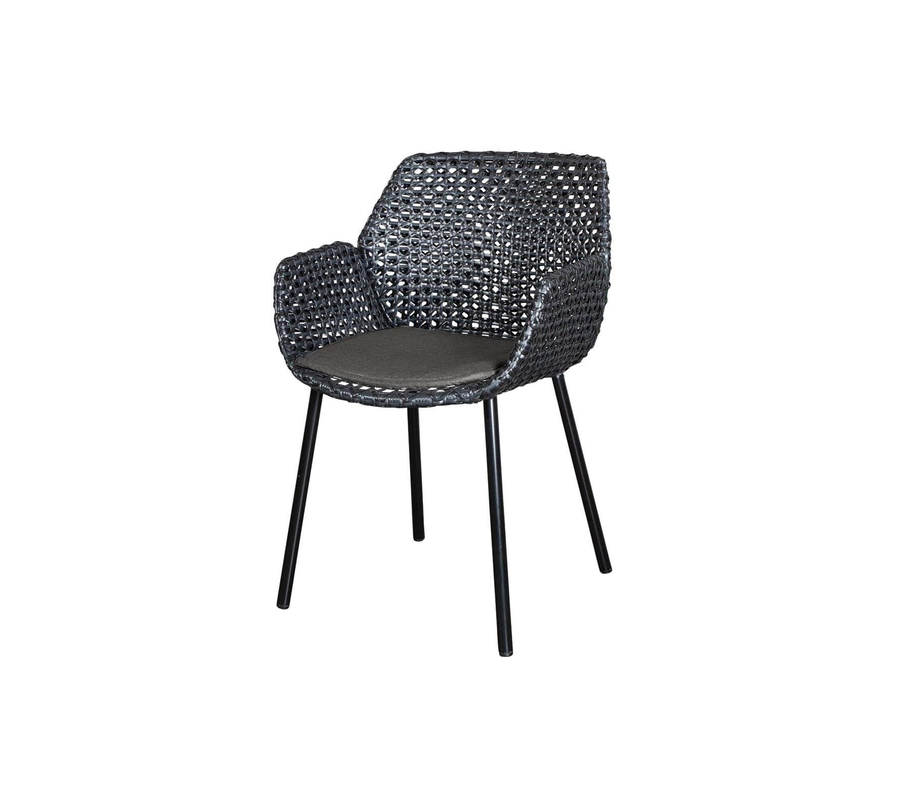 Boxhill's Vibe black outdoor armchair with dark grey cushion on white background