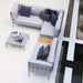 Boxhill's Conic Box Outdoor Storage Table lifestyle image in between Conic Module Sofa top view