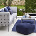 Boxhill's Divine Fabric Outdoor Footstool with 3-seater sofa and a small gray square table