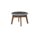  Boxhill's Peacock grey weave outdoor footstool/side table with teak legs on white background