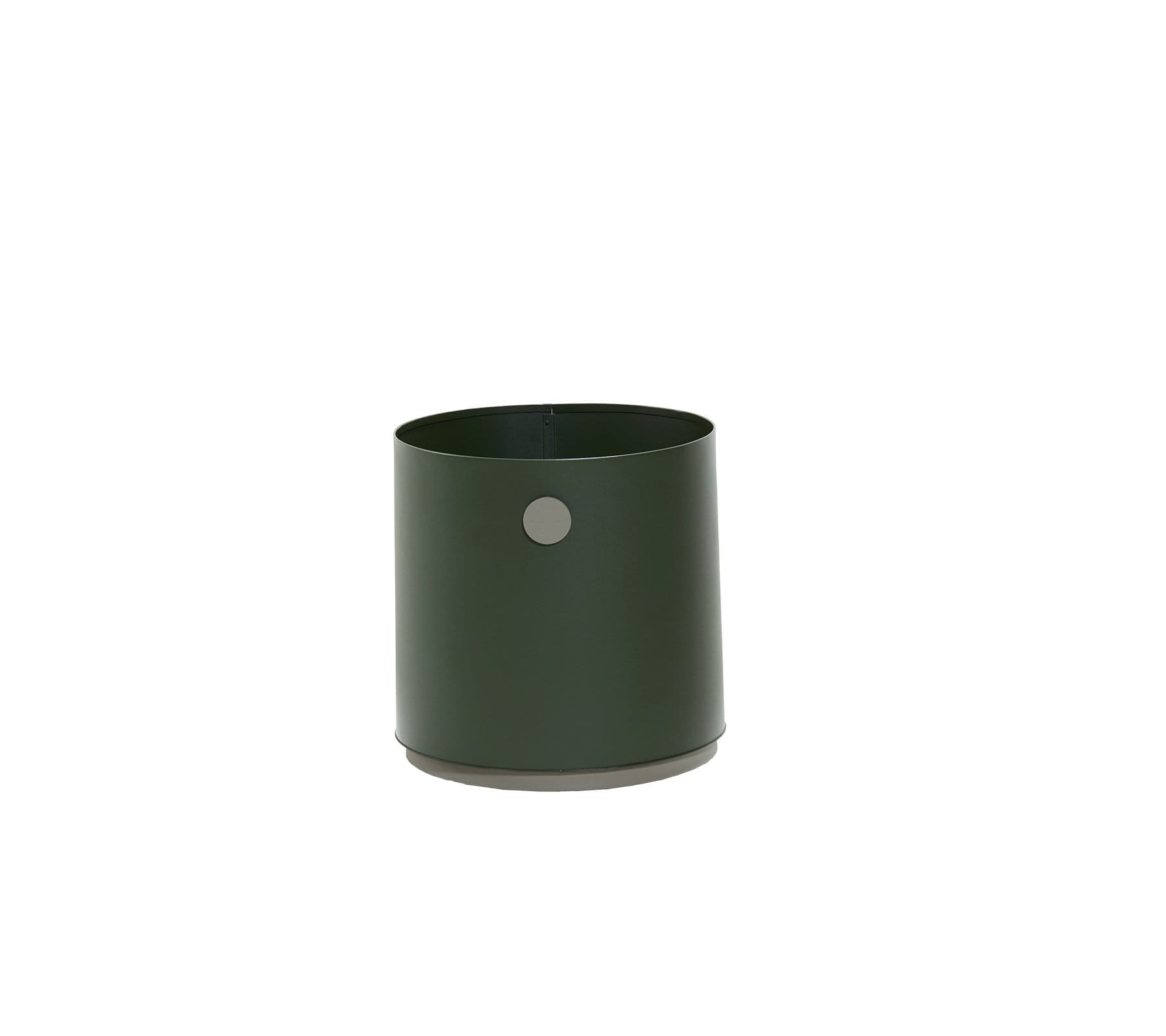 Boxhill's dark green outdoor round small modern planter box on white background