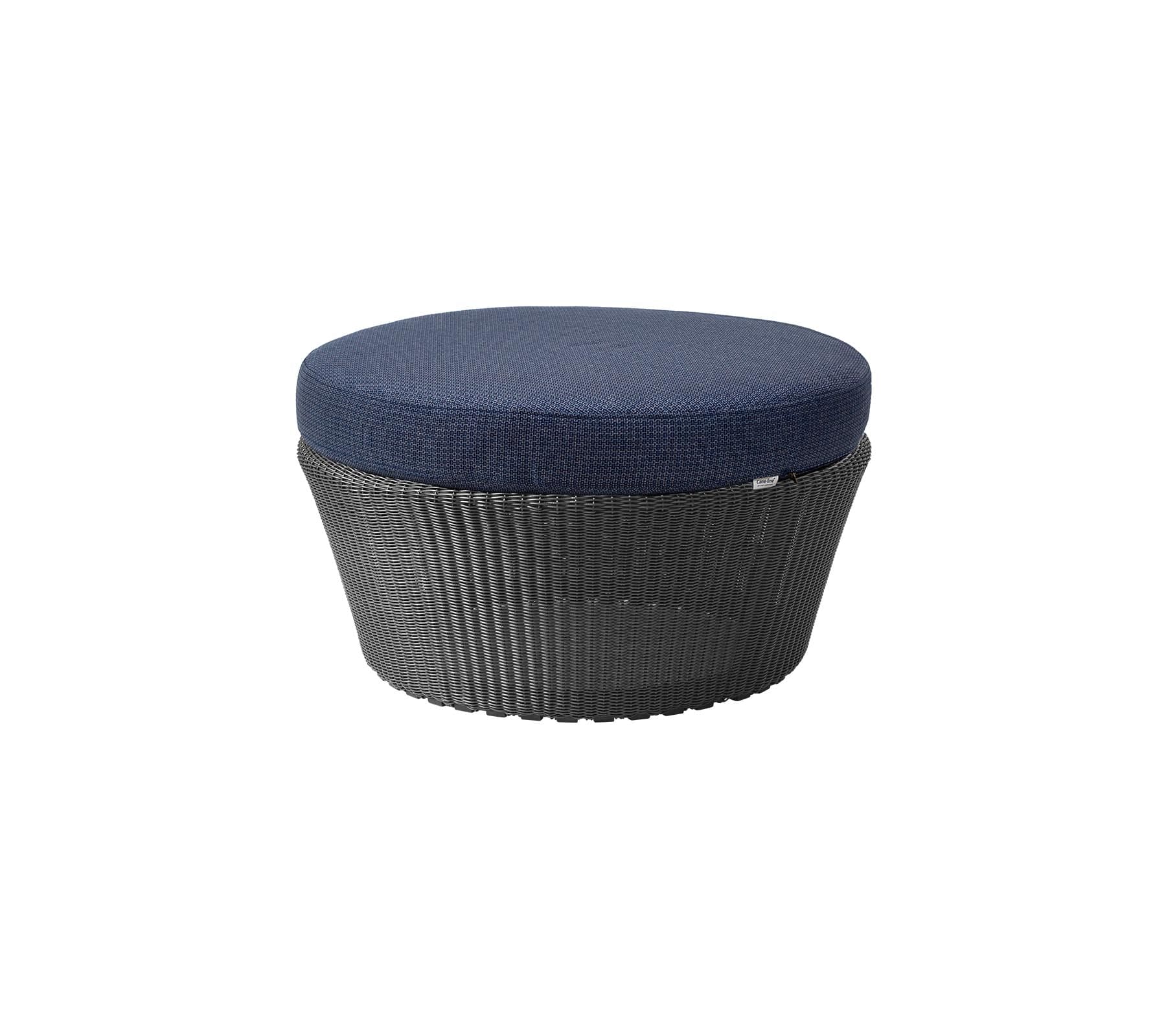 Boxhill's Kingston Outdoor Footstool | Side Table Graphite Large with Blue Cushion