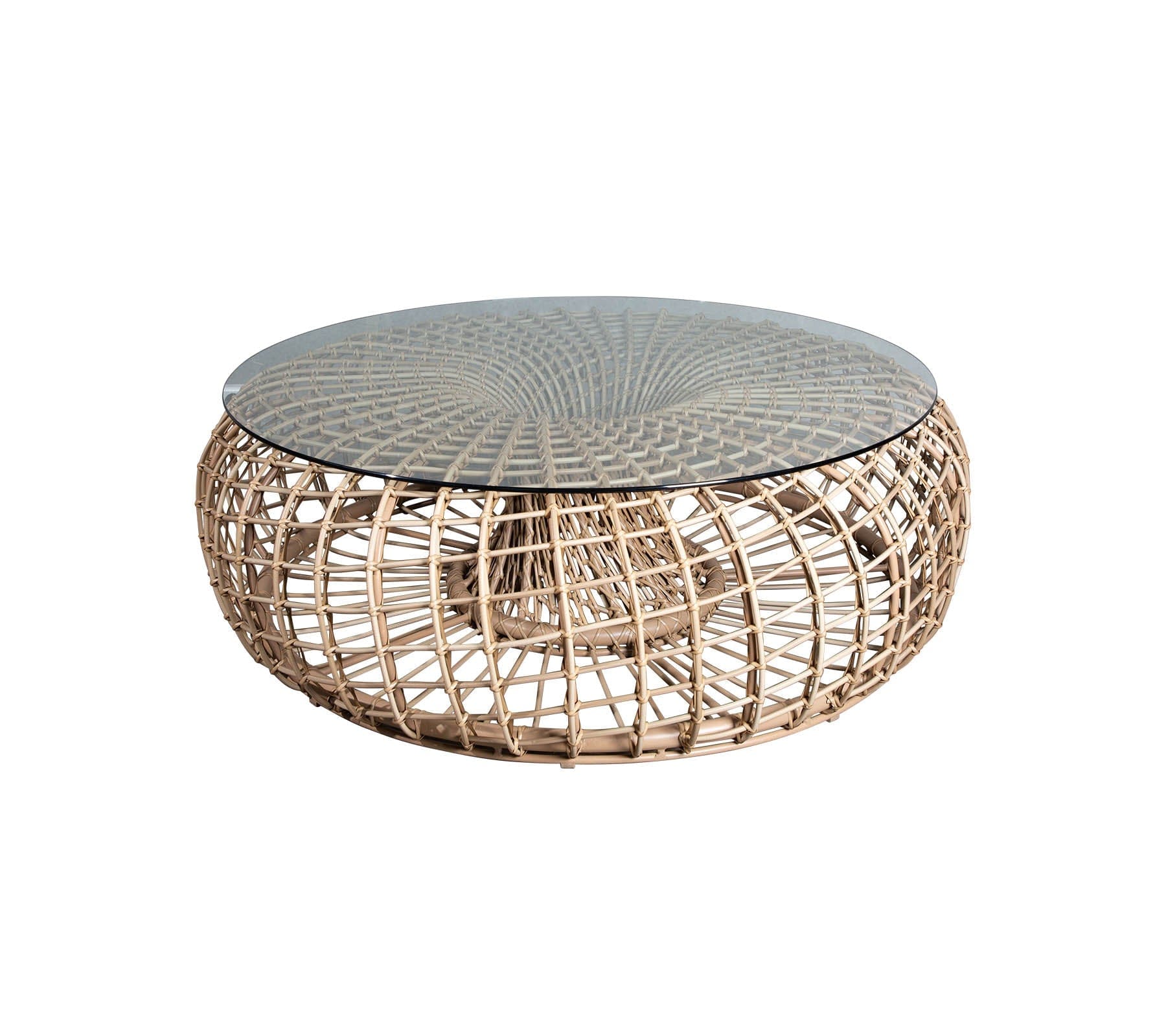 Boxhill's Nest Footstool/Coffee Table Outdoor Natural with Table Top Safety Glass, Large