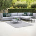 Boxhill's Conic Lounge Sectional Daybed Light Grey lifestyle image with Conic Sectional Sofa and Conic Coffee Table at patio
