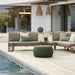 Boxhill's Arch Outdoor Back Cushion lifestyle image on Arch 2 Seater Sofa and Arch 3 Seater Sofa beside the pool