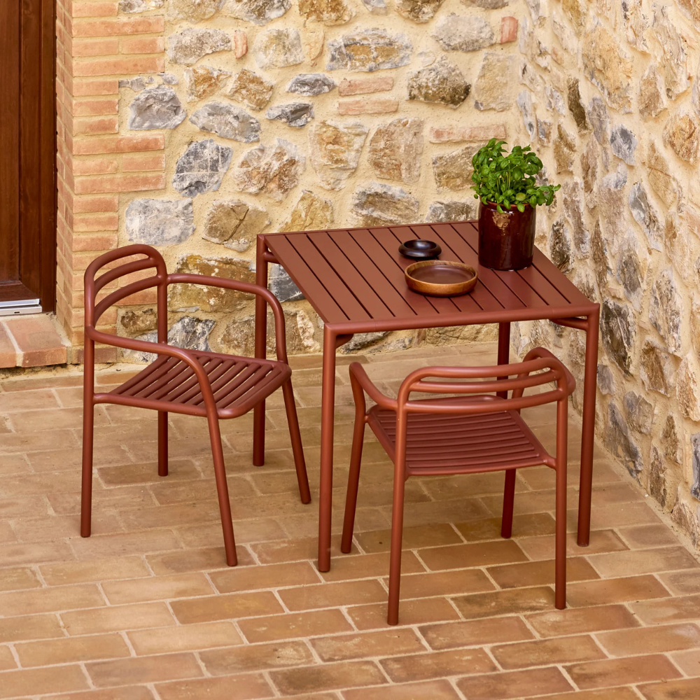 Bliss Outdoor Dining Table w/ 2 Bliss Armchairs