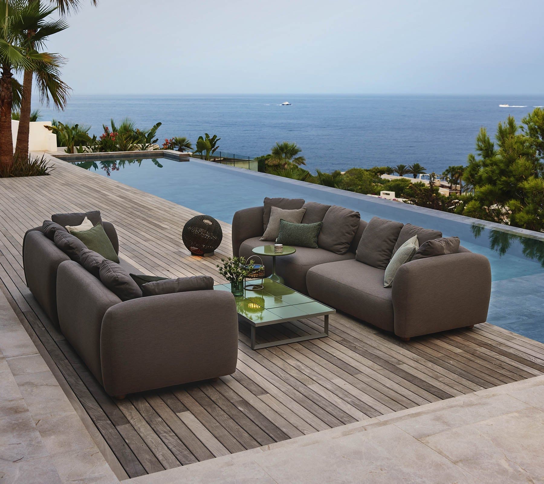 Boxhill's Capture 2-Seater Outdoor Sofa Right Module lifestyle image  with other Capture Module Sofa beside the pool