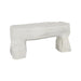 Cast Stone Outdoor Bench with a pale finish, irregular seat edges, and rugged stone-like legs.