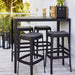 Boxhill's Cut High Outdoor Bar Table Black lifestyle image with Cut High Outdoor Bar Chair on balcony