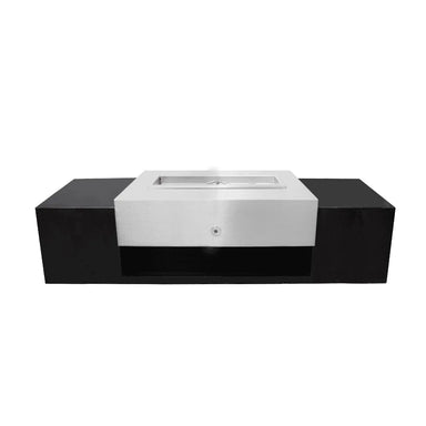 Black and white rectangular metal powdered coated fire pit