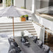 Boxhill's Classic Parasol with Pulley System lifestyle image with dining chairs and dining table at patio