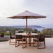 Boxhill's Classic Parasol with Pulley System lifestyle image dining chairs and round table at mountain view