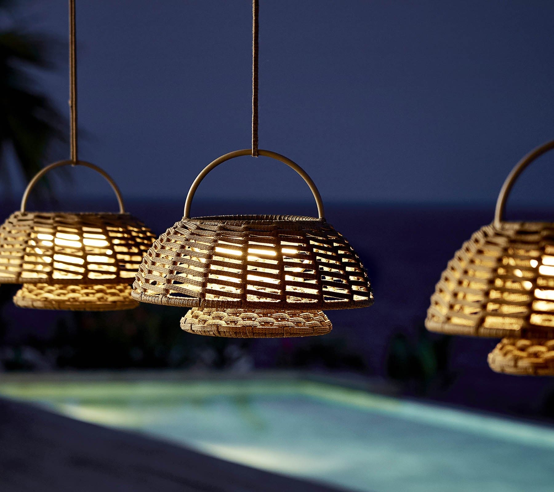 Boxhill's Illusion Outdoor Hanging Lamp w/ Stand and Led Lamp lifestyle image led light open close up view